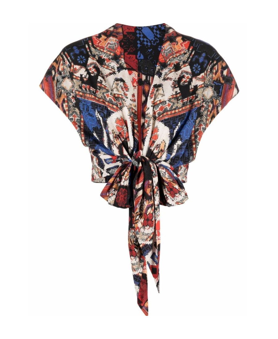 BALMAIN MULTICOLOR PRINT CROP TOP
