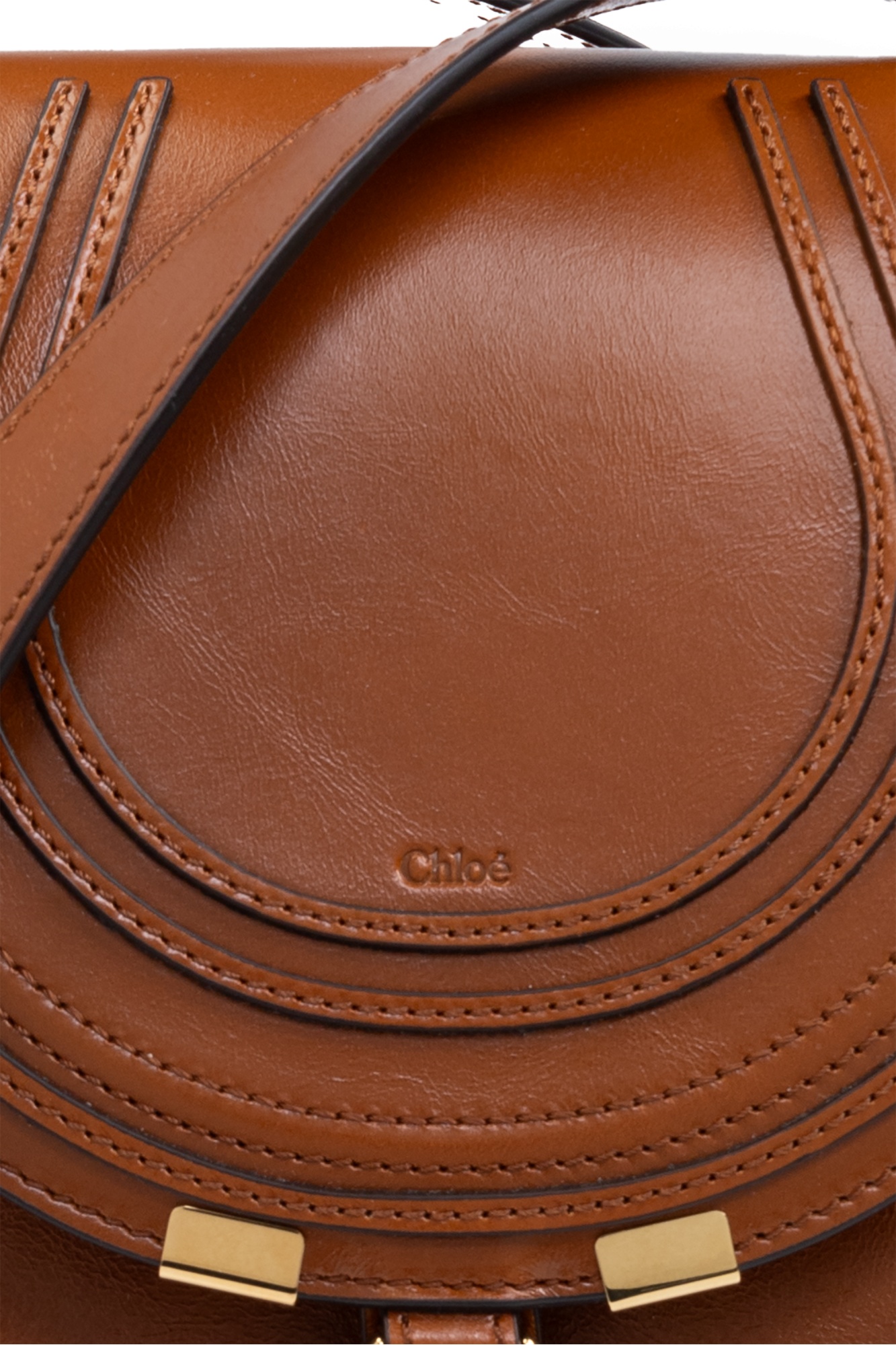 Shop Chloé Small Marcie Leather Saddle Bag In Brown