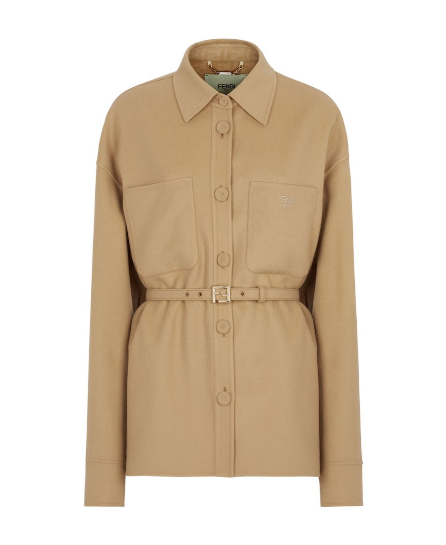 Fendi Go-to Jacket In Lana Beige In Nude