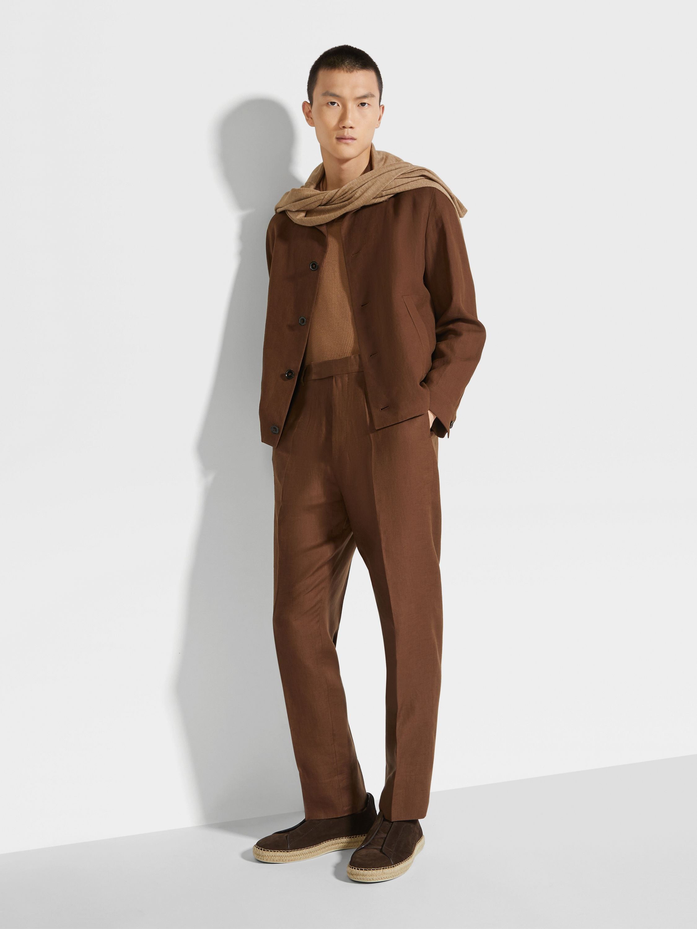 Zegna Belt-loop Casual Pants In Brown