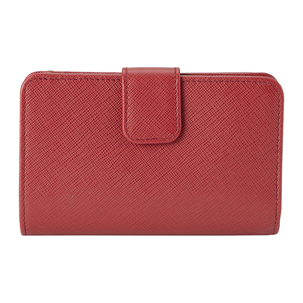 Prada Safiano Logo Wallet In Red
