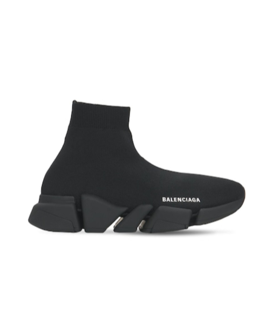 Balenciaga Black High-top Knitted Casual Sneakers