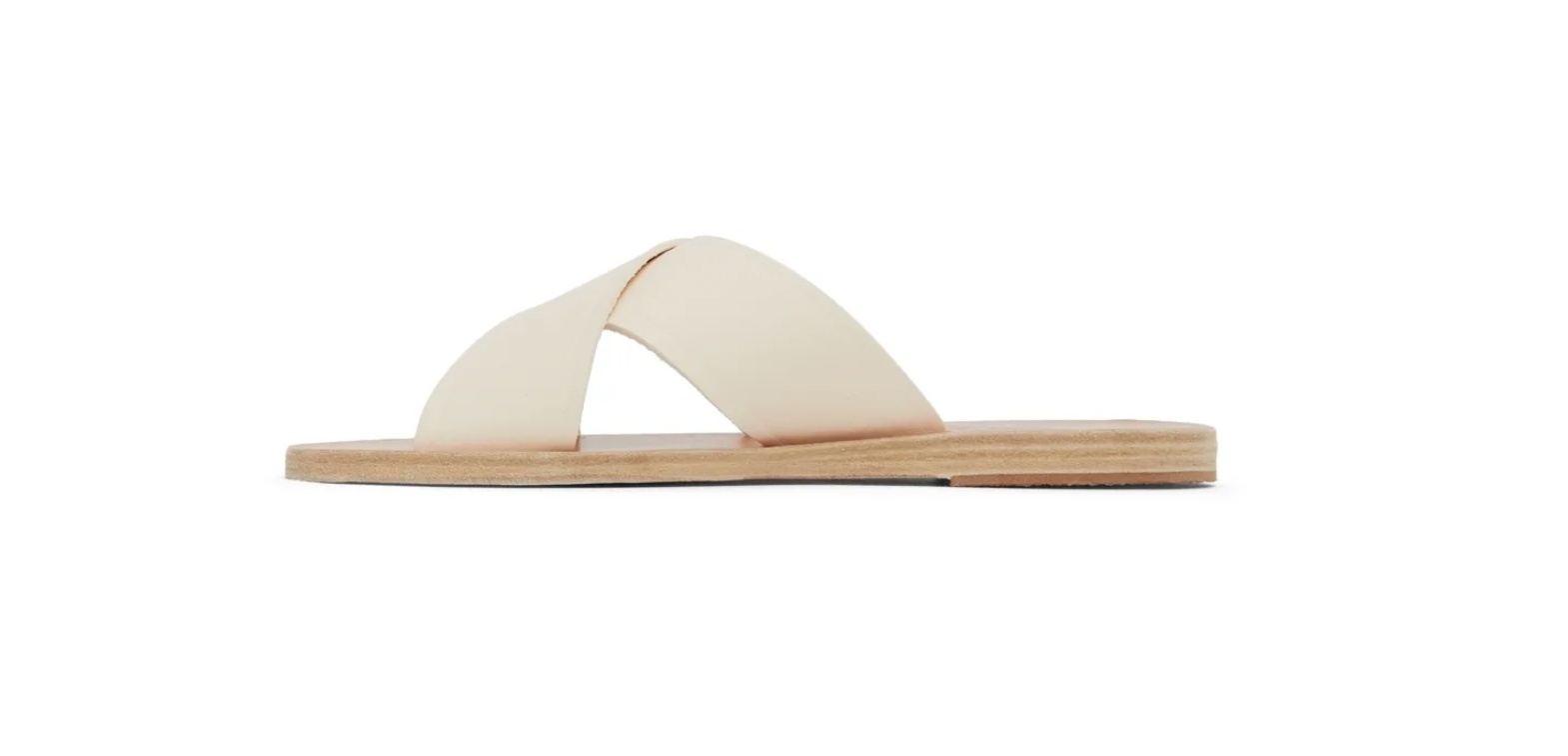Ancient Greek Sandals Thais Flat Leather Sandals In White