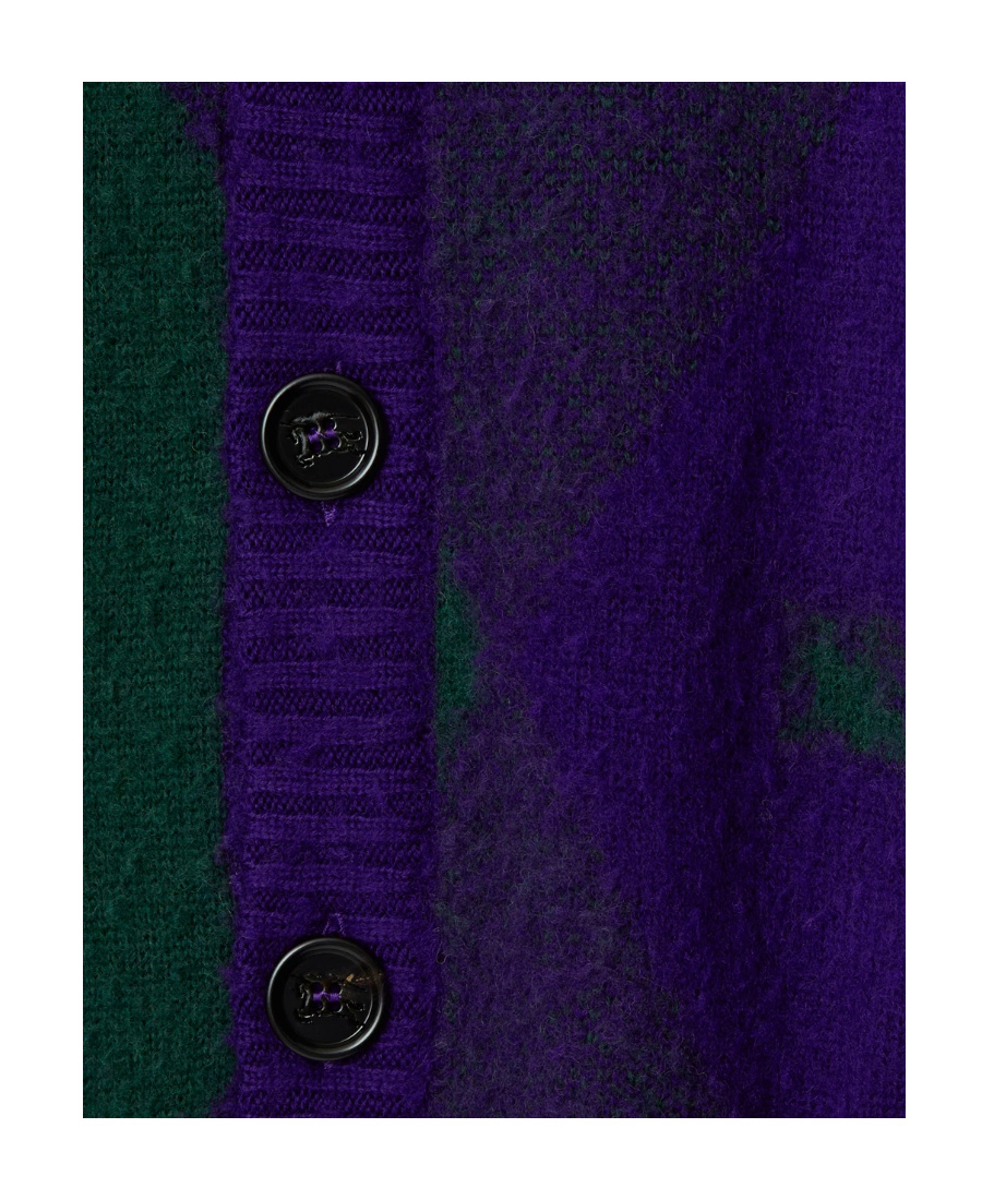 Burberry Woman Two-tone Wool Cardigan In Purple