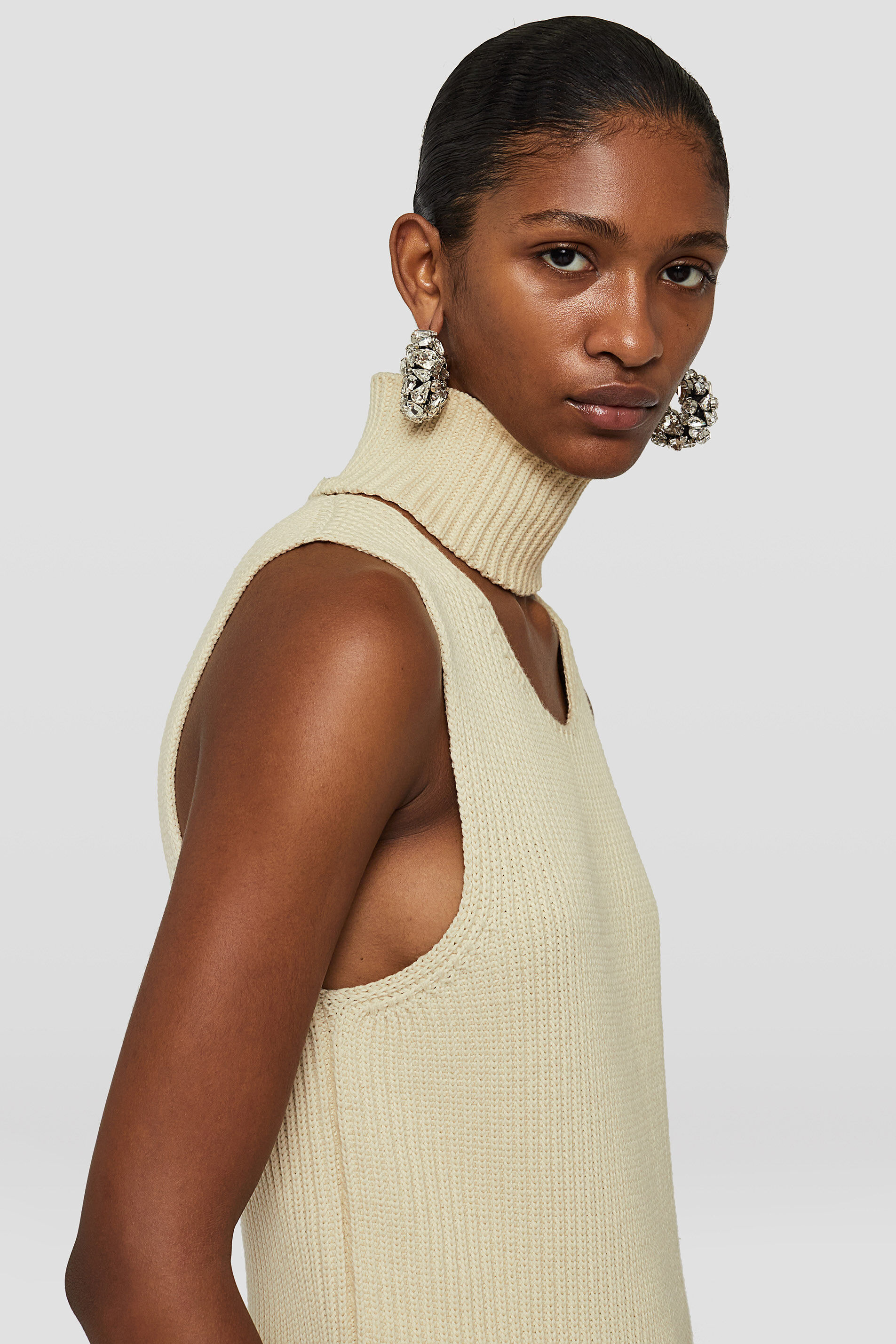Jil Sander Cut-out Knitted Vest Top In Nude