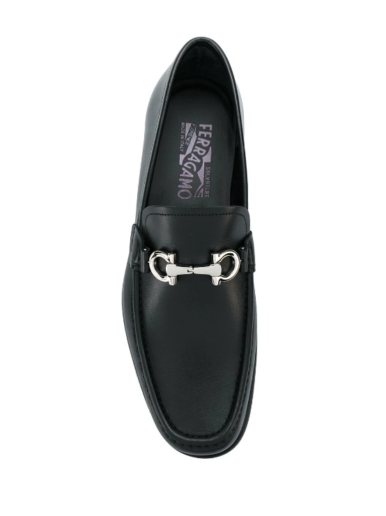 Ferragamo Gancini Ornament Loafers In Calf Leather In Black