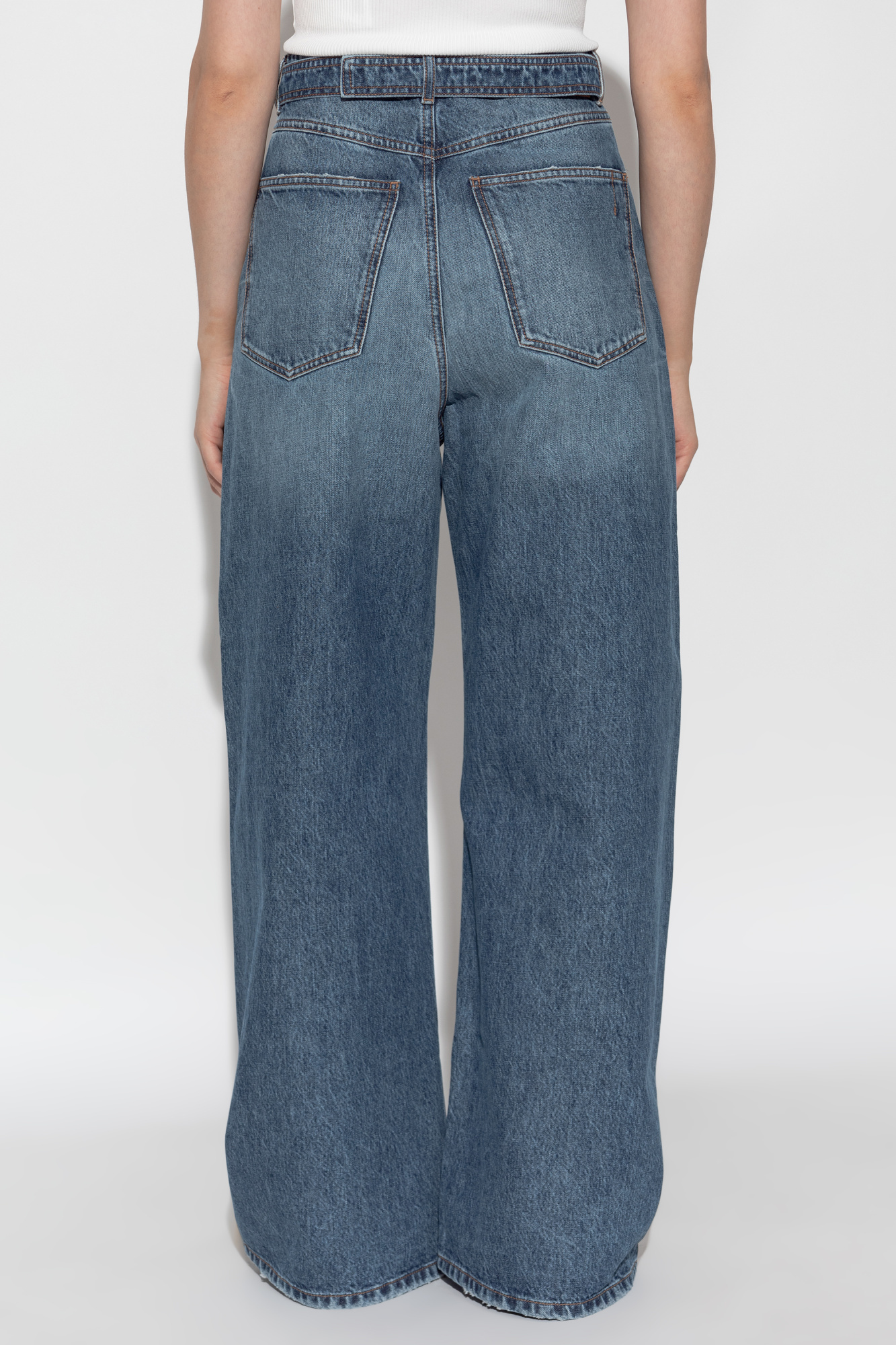 Sportmax High-rise Wide-leg Denim Trousers With Belt Loops In Blue