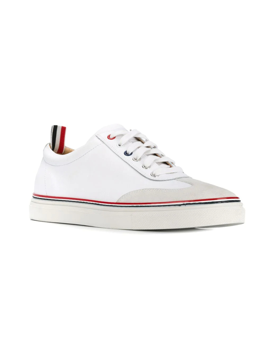 Thom Browne Low-top Leather Sneakers In White