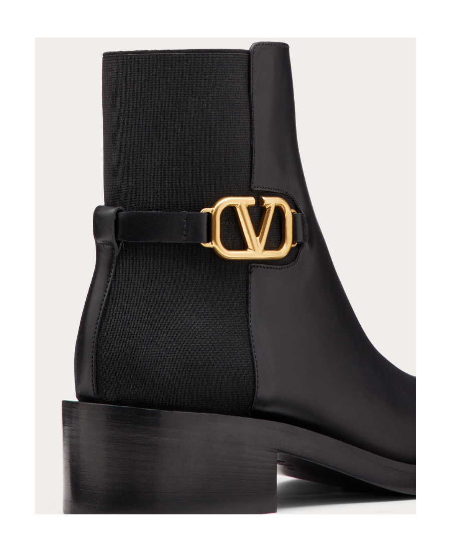 Valentino Vlogo Signature Calfskin Ankle Boot 30mm In Black
