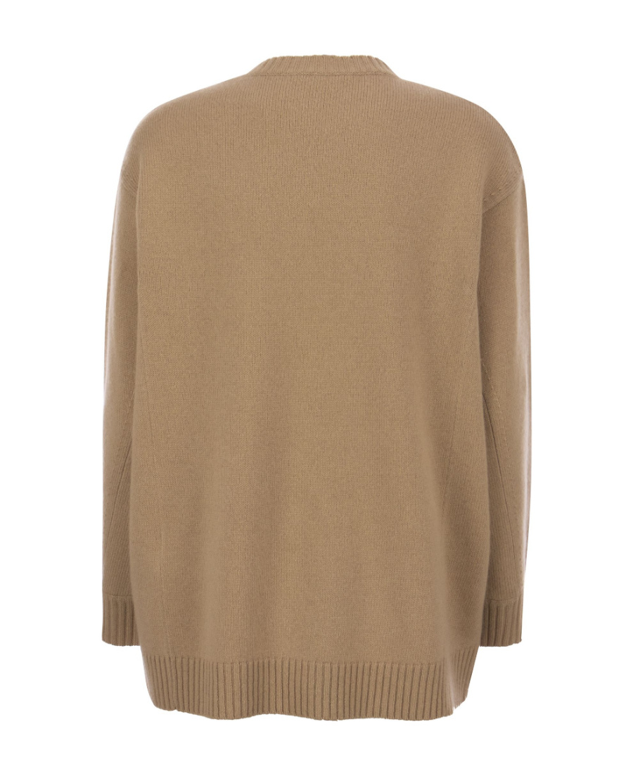 Max Mara Logo Round Neck Sweater In Brown