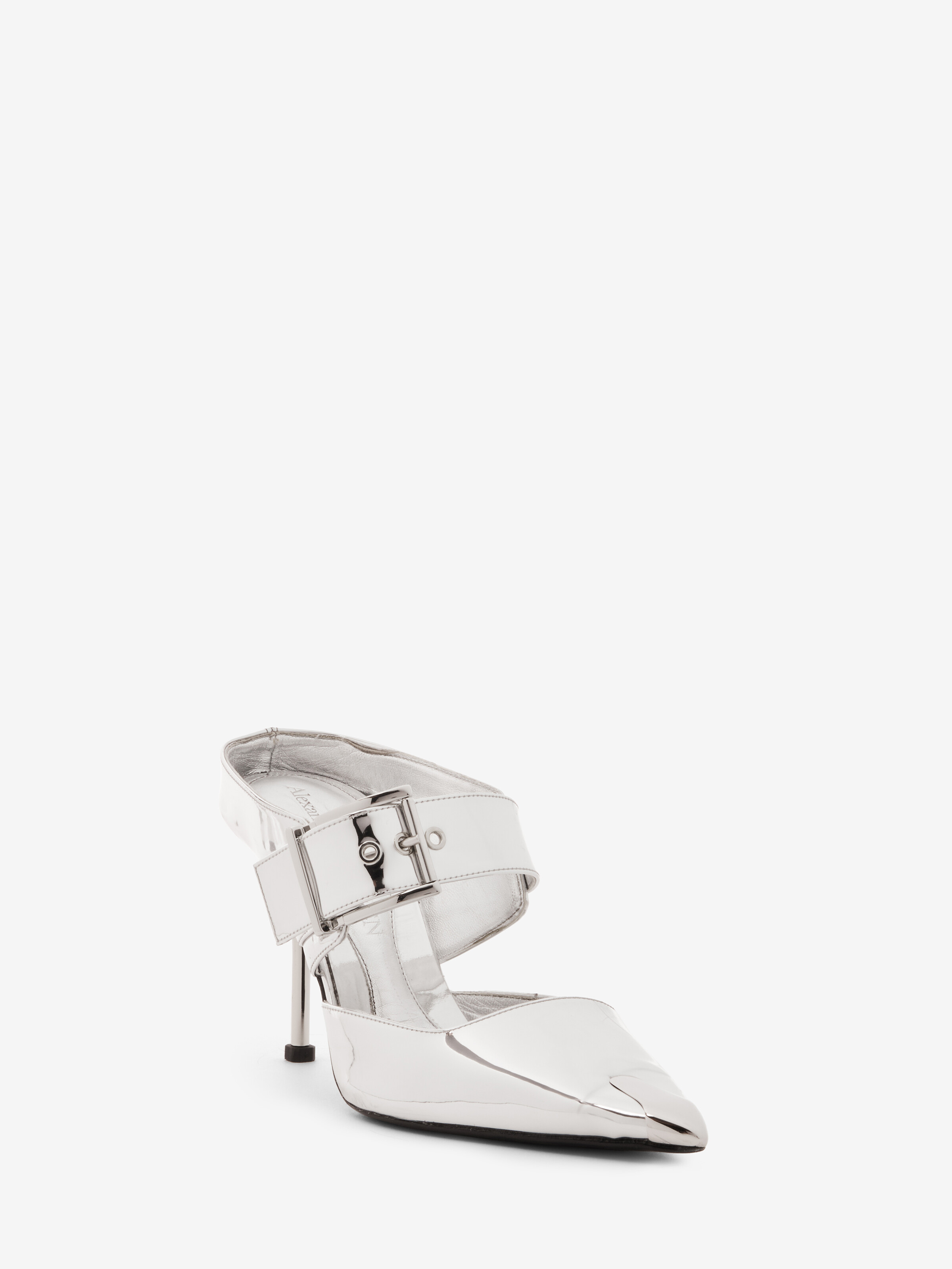 Alexander Mcqueen Punk Sandals With Buckle In Silver In White