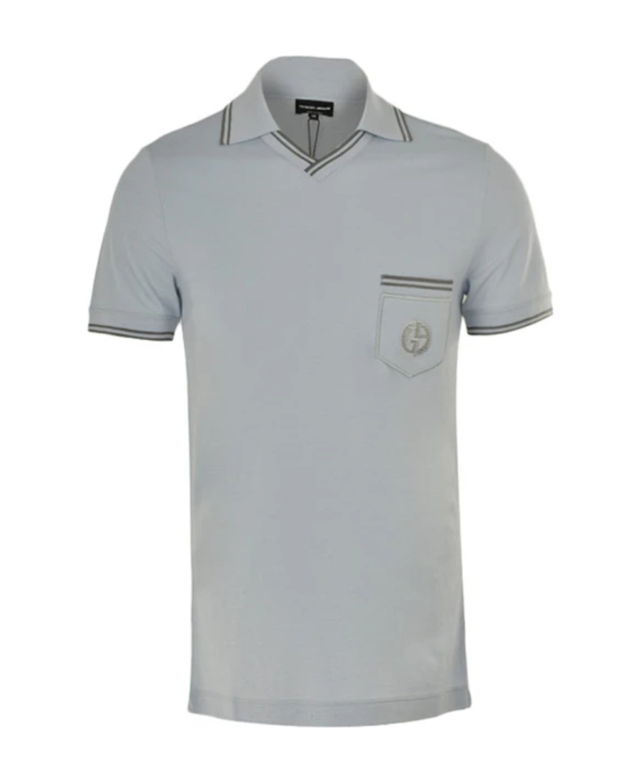 Giorgio Armani Logo Details Polo Shirt In Gray