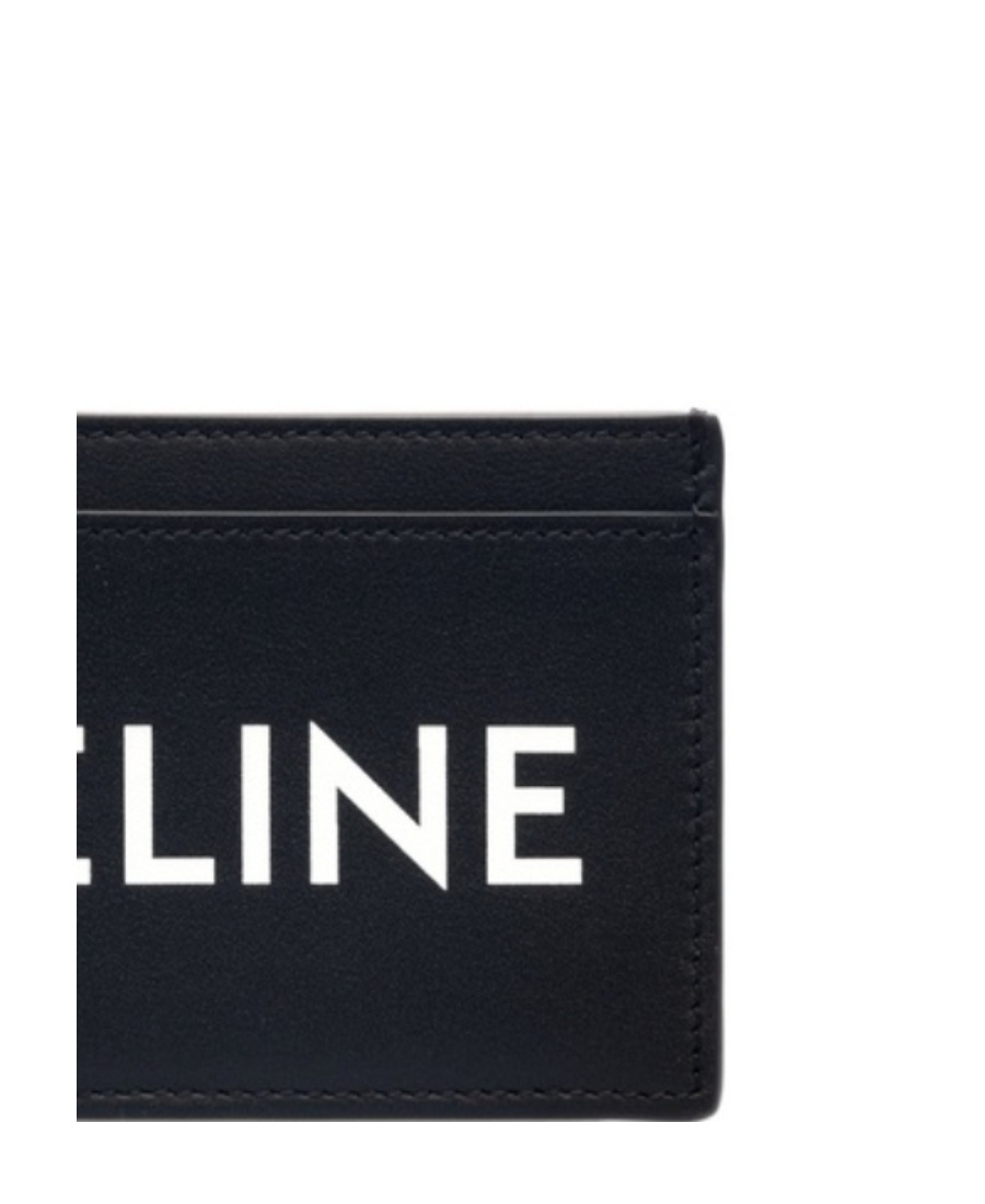 Celine Smooth Calf Leather Printed Card Bag In Black