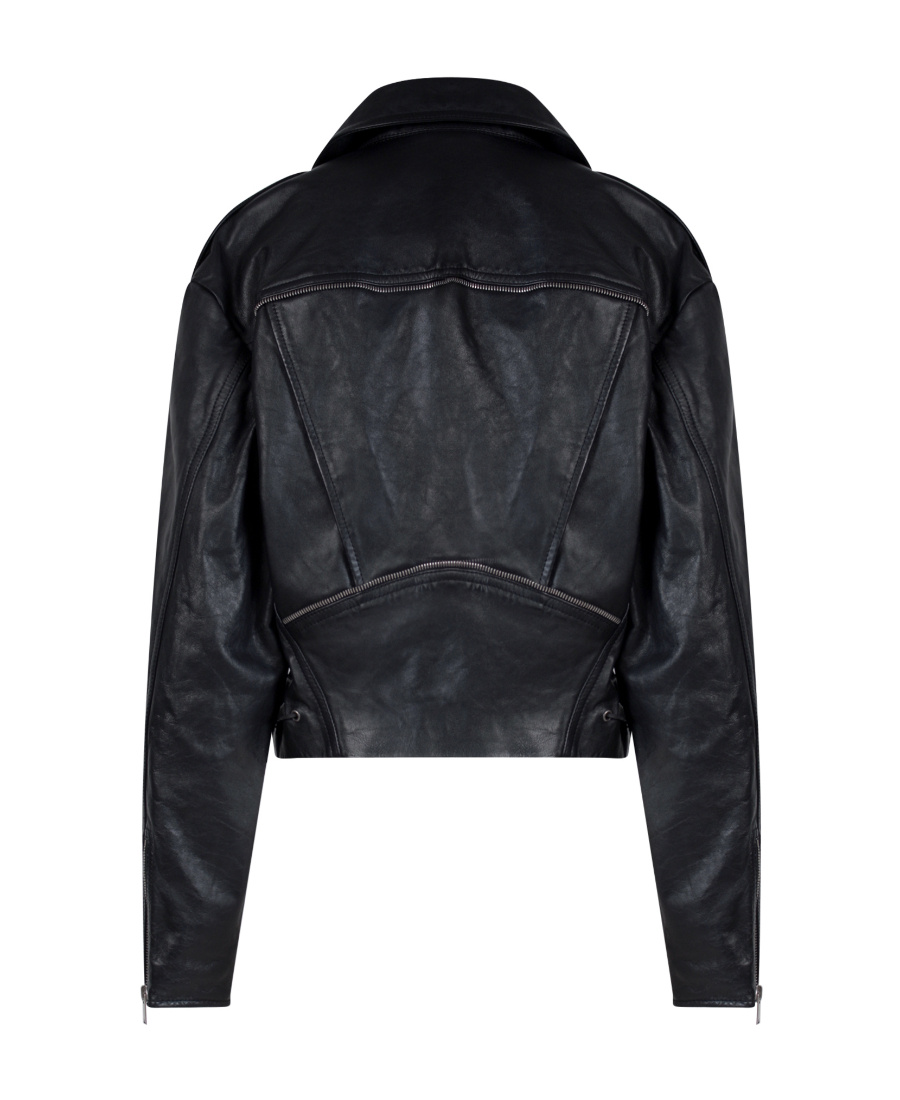 Saint Laurent Zippered Leather Jacket In Black