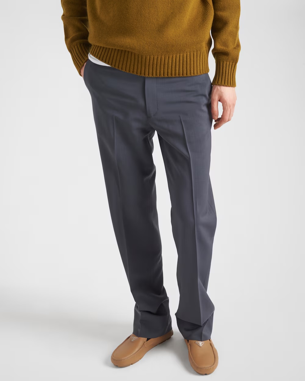 Prada Logo Details Loafers In Neutral Color