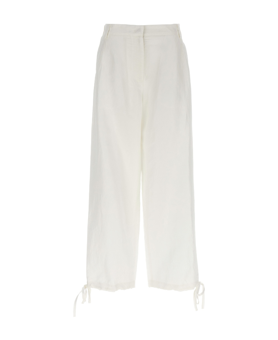Msgm Elasticated-ankles Wide-leg Trousers In White