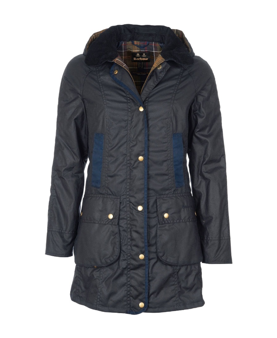 Barbour Hooded Parka Coat In Black