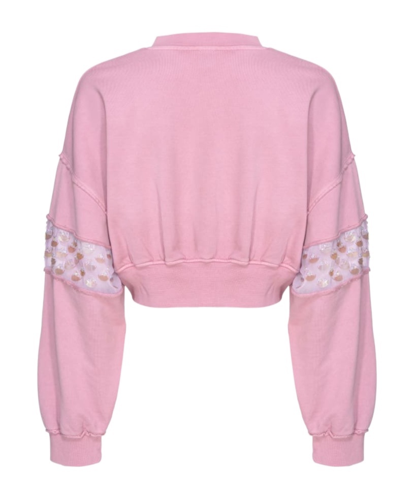 Pinko Sequin-embellished Cropped Sweatshirt In Pink