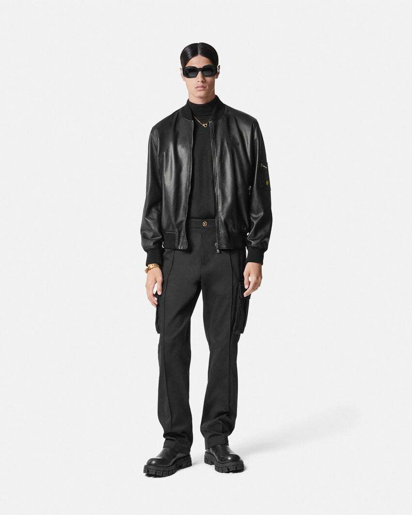 Versace Pressed-crease Cotton Drop-crotch Trousers In Black