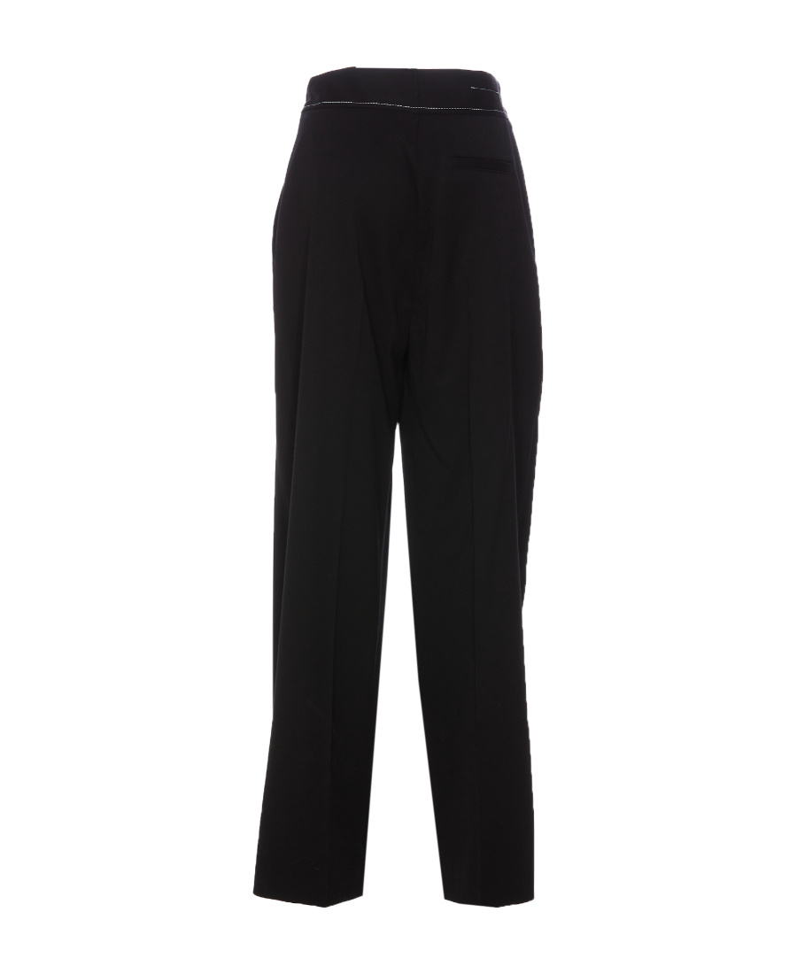 Mm6 Maison Margiela High-waisted Wide-leg Pants In Black