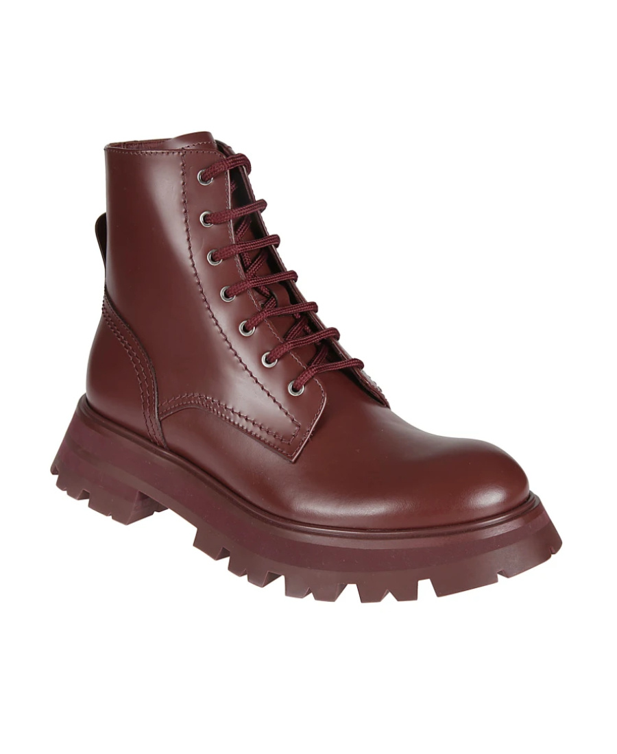 Alexander Mcqueen Tread Slick And Ankle Boots In Red