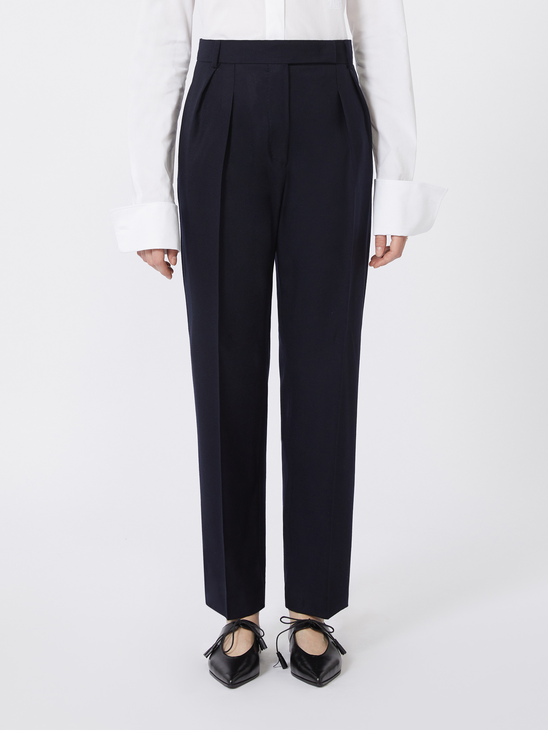 Max Mara Straight-leg Wool Trousers In Blue