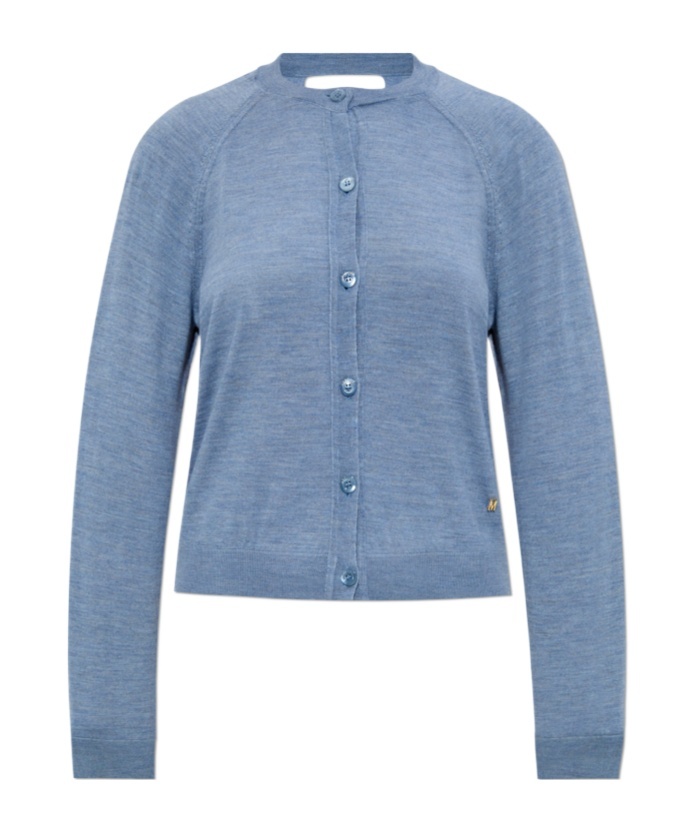 Moschino Virgin Wool Cut-out Cardigan In Blue