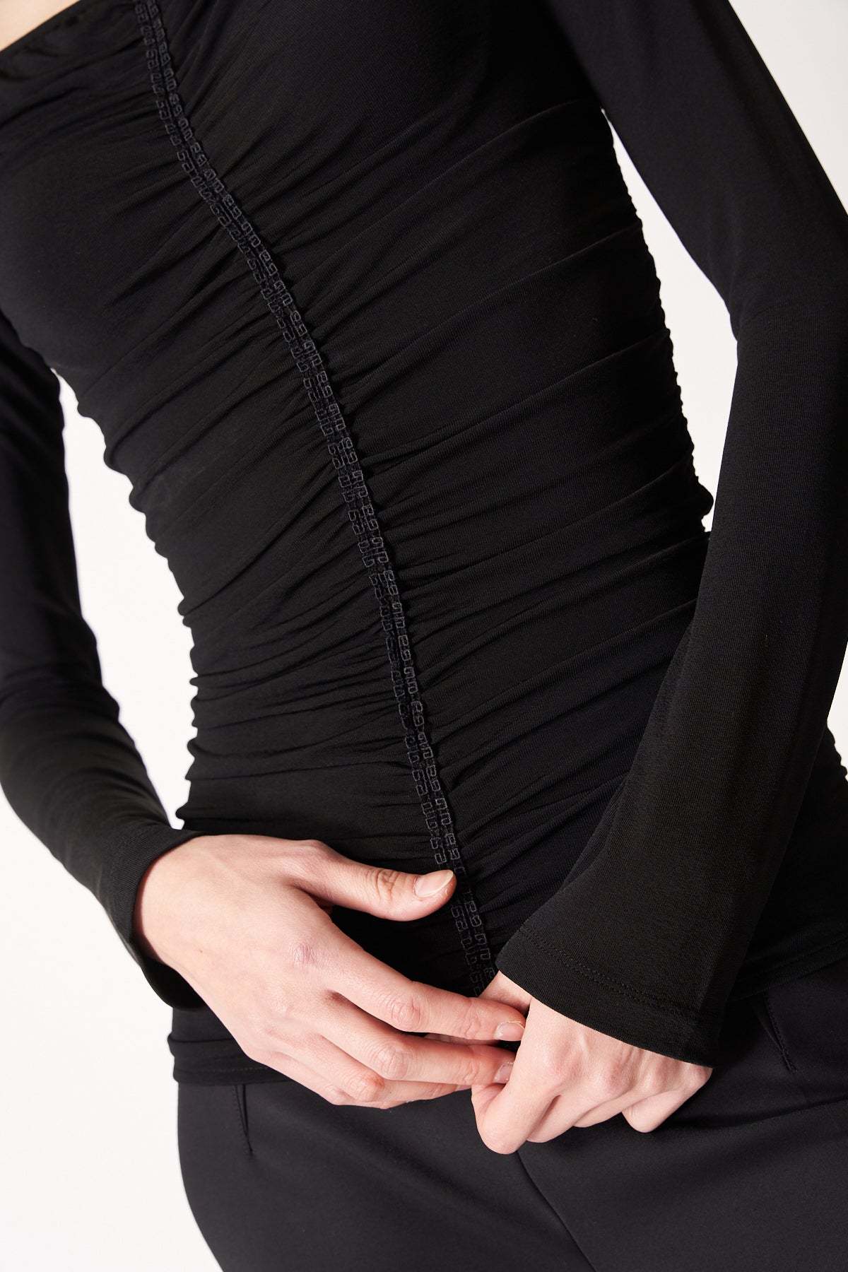 Givenchy Long-sleeved Ruched Top In Black