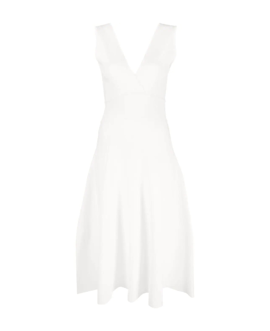 P.a.r.o.s.h V-neck Midi Dress In White