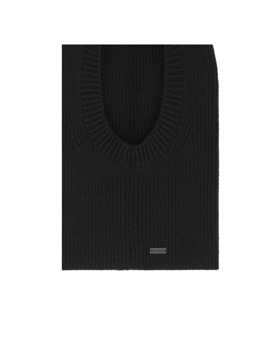 Saint Laurent Large Ribbed Balaclava In Wool In Black