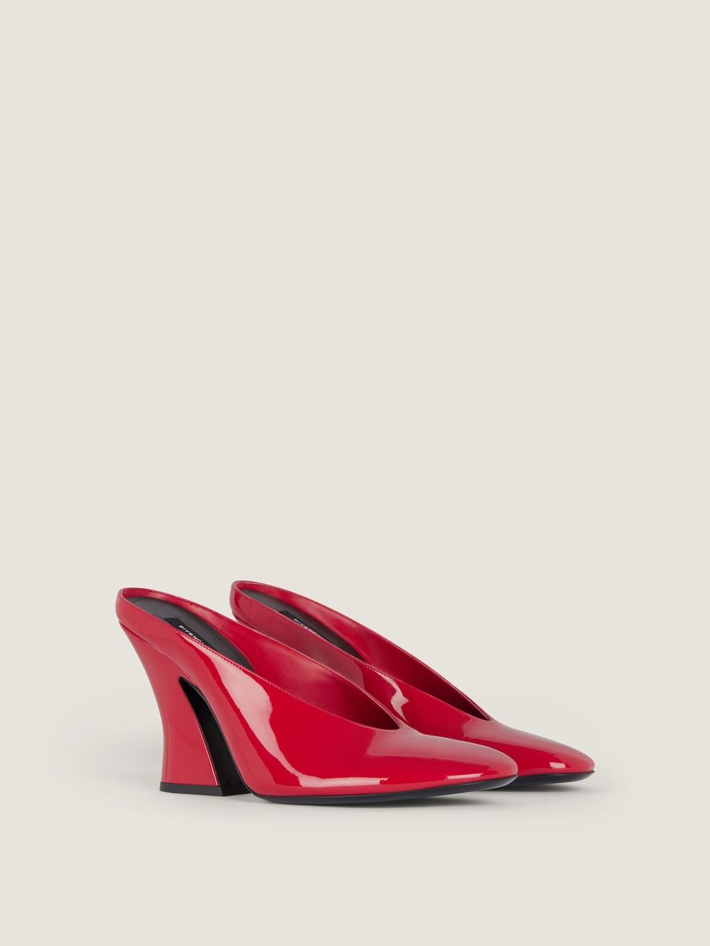 Givenchy Sculpted Heeled Mules In Patent Leather In Red