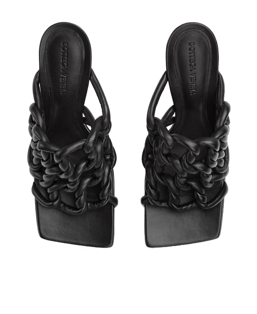 Shop Bottega Veneta Twisted-straps Leather Mules In Black