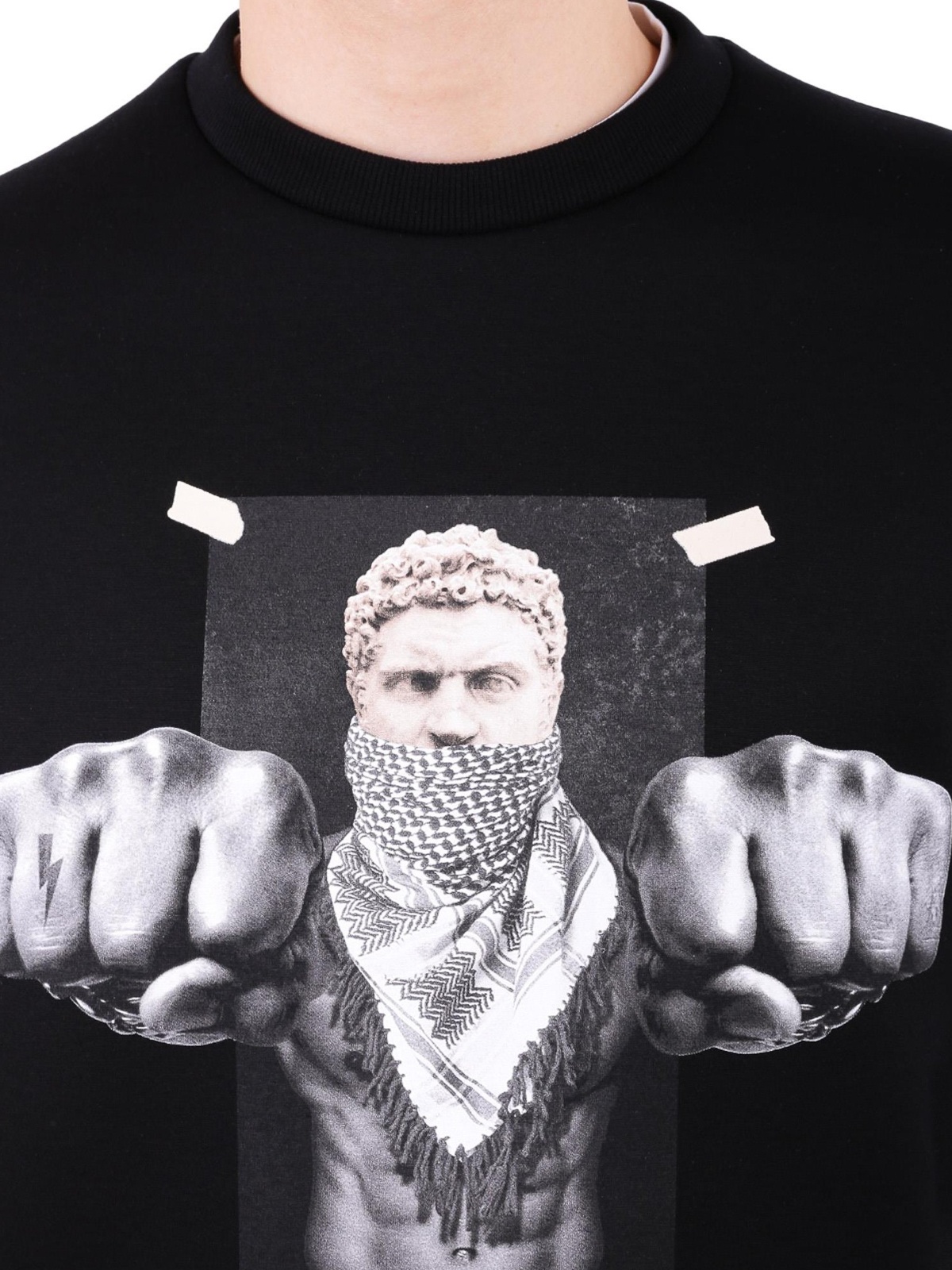 Neil Barrett Frontal Impact Color Printing Detail Hoodie In Black