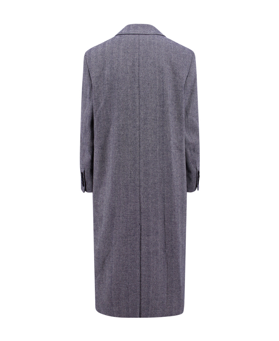 Ami Alexandre Mattiussi Ami Virgin Wool Coat With Herringbone Motif In Gray