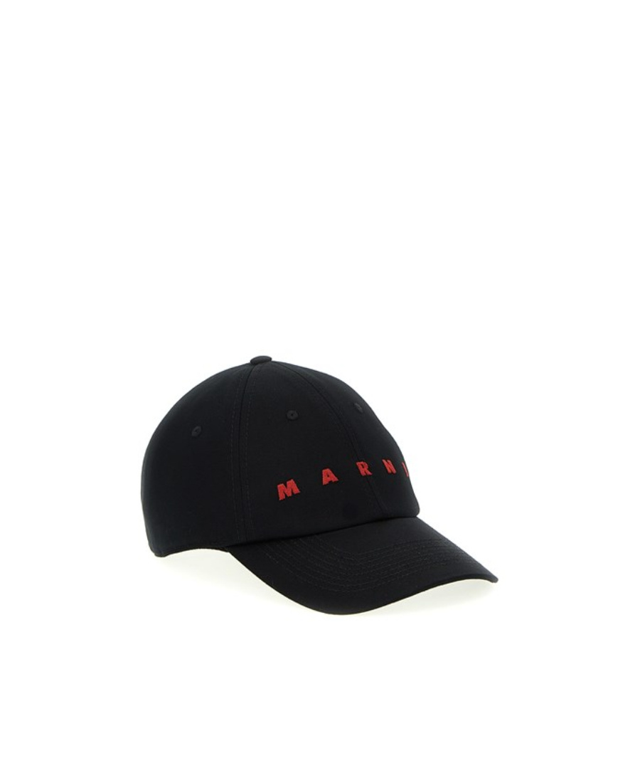 Marni Baseball Cap With Embroidered Logo In Black