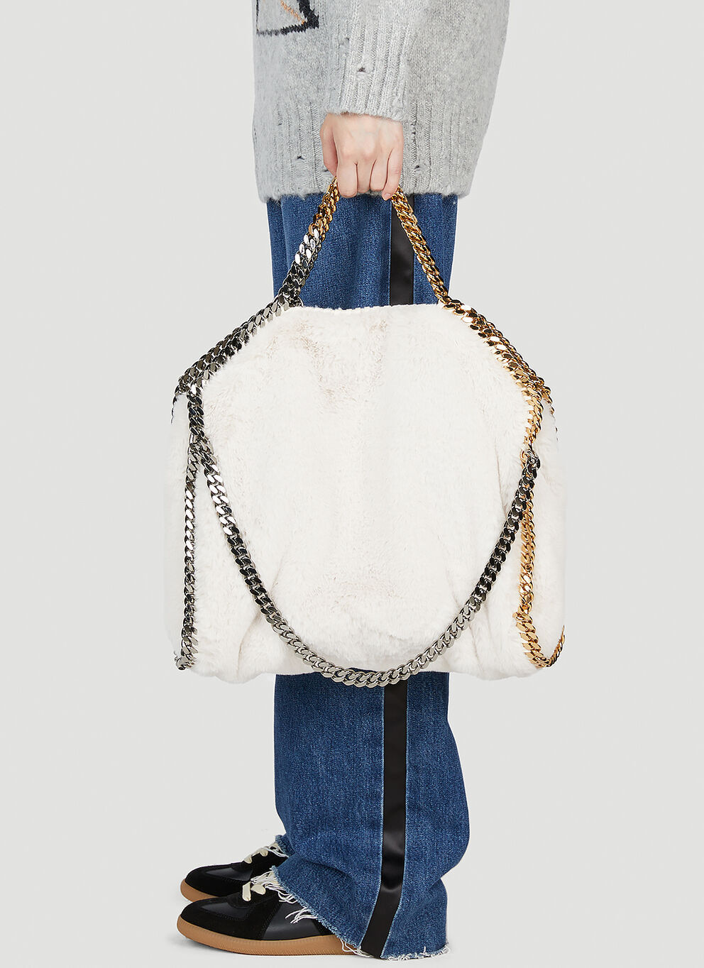 Stella Mccartney Falabella Chain Linked Tote Bag In White