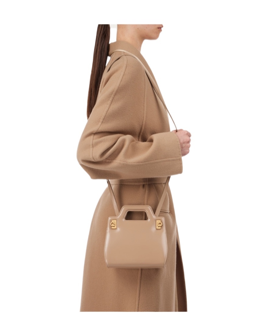 Ferragamo Beige Wanda Mini Satchel Bag In Nude