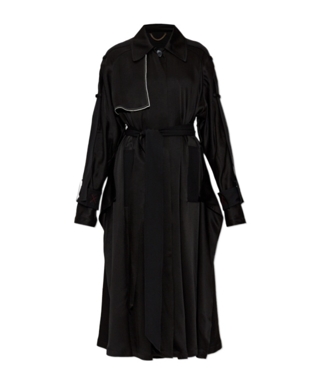 Shop Victoria Beckham Contrast-trim Trench Coat In Black
