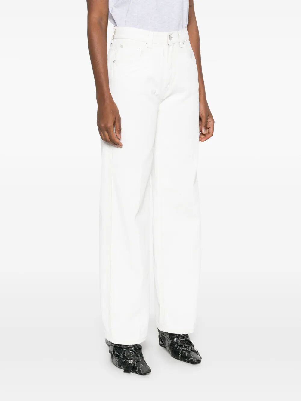 Haikure Denim Trousers With Belt Loops In White