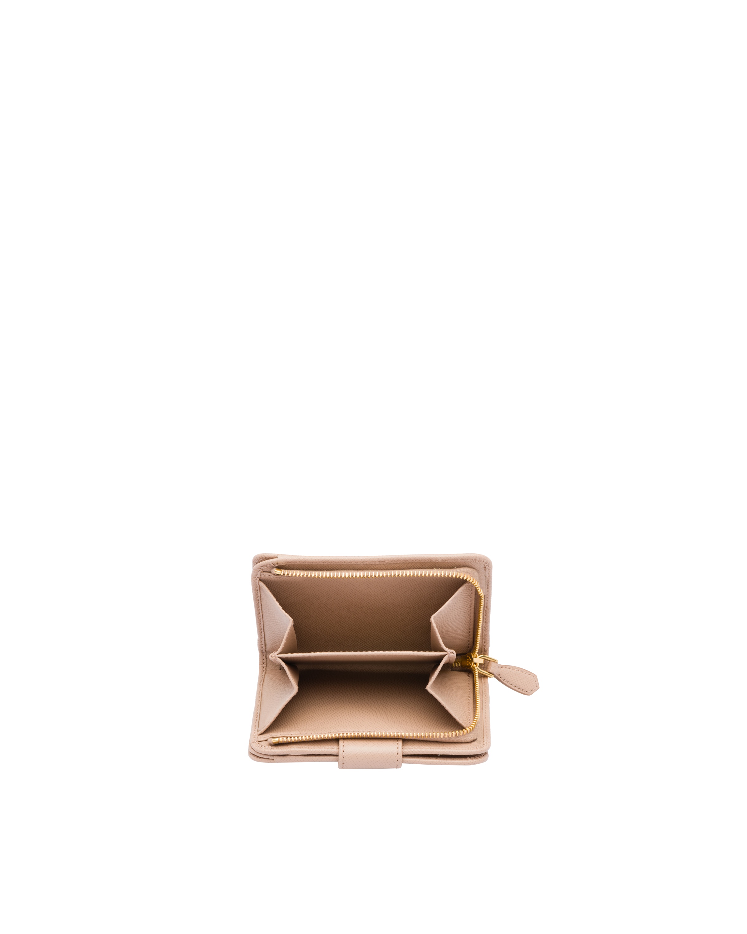 Prada Saffiano Leather Card Holder In Nude