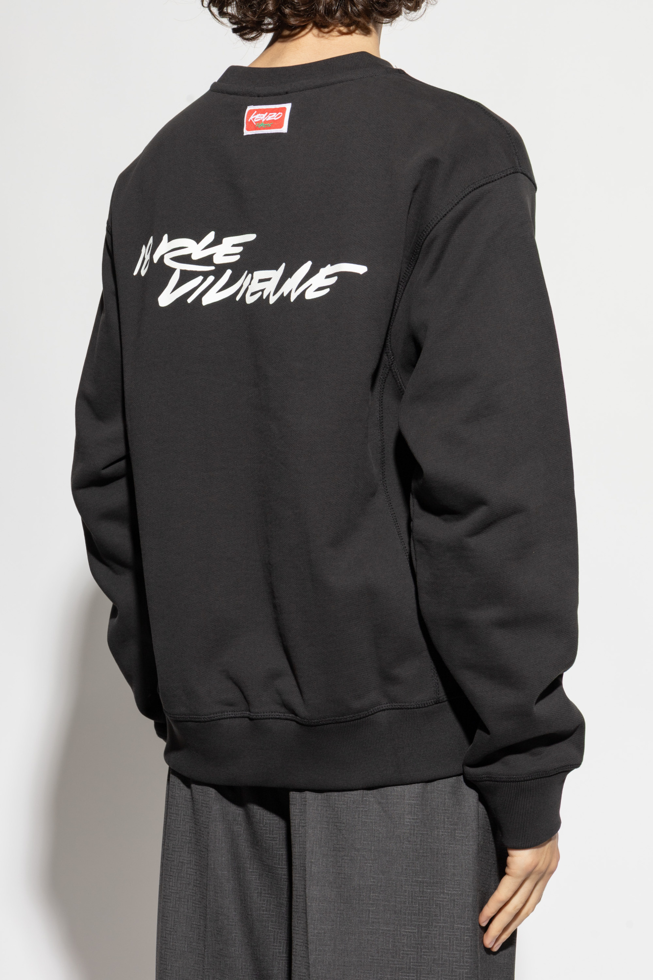 Kenzo Bold Floral Graphic Sweatshirt With Signature Logo In Black
