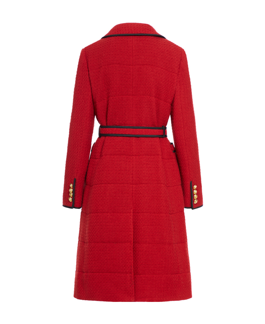 Gucci Double Breasted Belted Waist Coat In Red