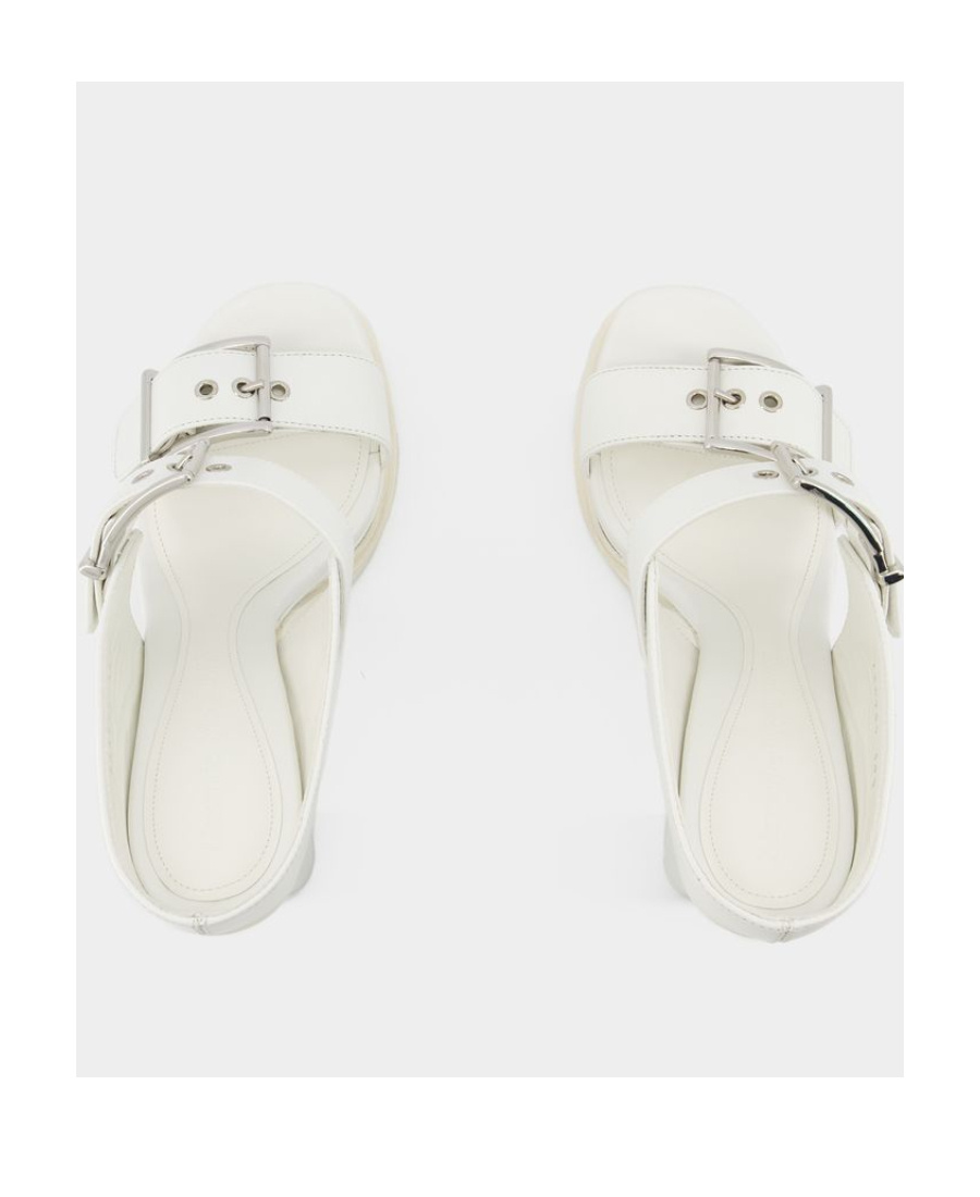 Alexander Mcqueen Leath S.leath Sandals - Leather - Ivory/silver In White