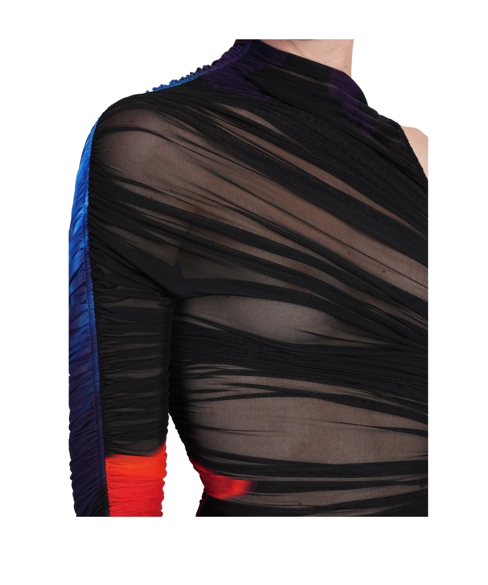 Mugler One-sleeve Dress In Multicolor