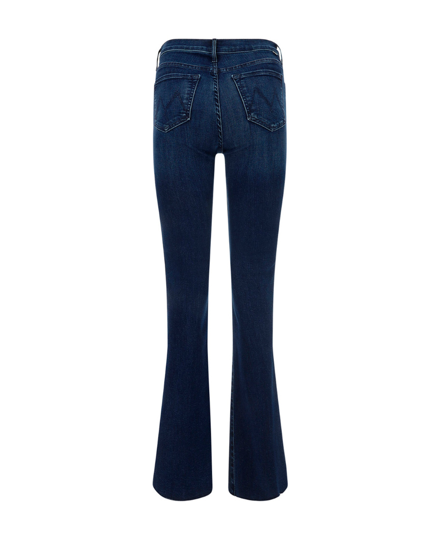 Mother Flared Leg Trousers Contrast Stitching In Black