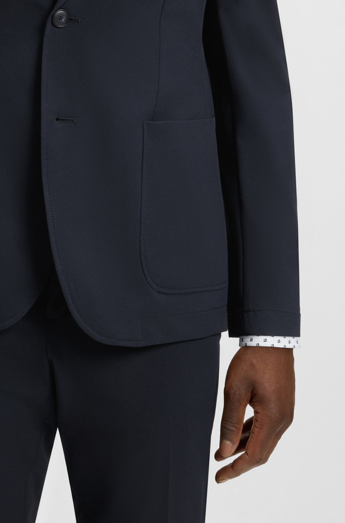 Hugo Boss Packable Slim-fit Blazer In Water-repellent Stretch Fabric In Blue