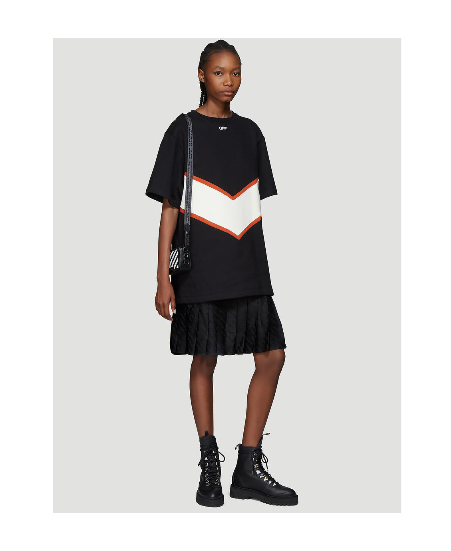 Off-white Contrasting Panels T-shirt Dress In Black