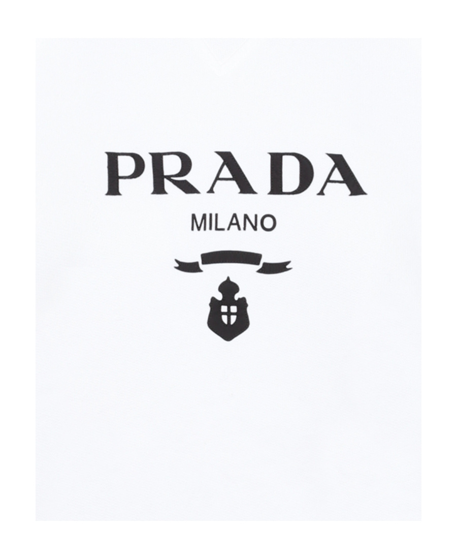 Prada Logo-print Cotton Sweatshirt In White