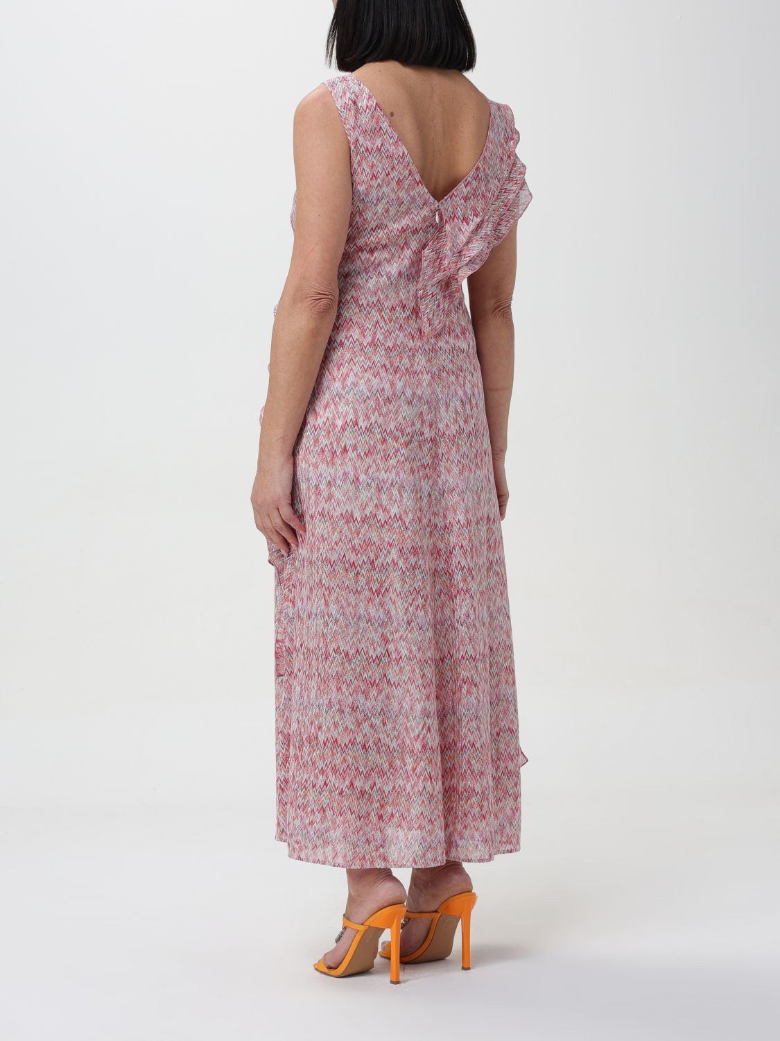 Missoni Ruffled Metallic Crochet-knit Midi Dress In Pink