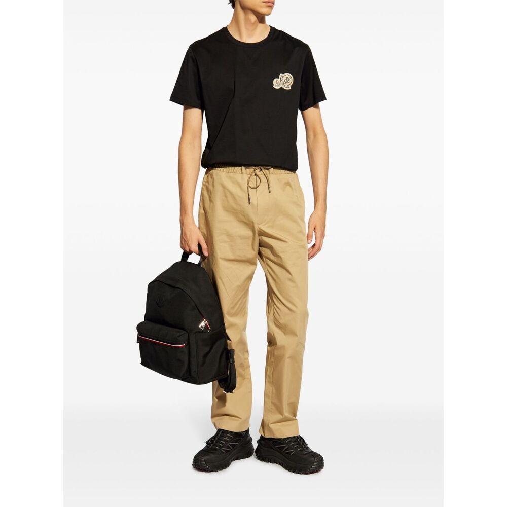 Moncler Double Logo Patch Cotton T-shirt Clothing In Black